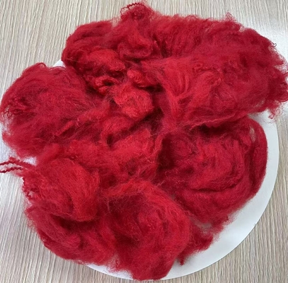 Giá tốt. Xơ polyester tái chế 4.5D 51mm Đỏ cờ Loại A trực tuyến
